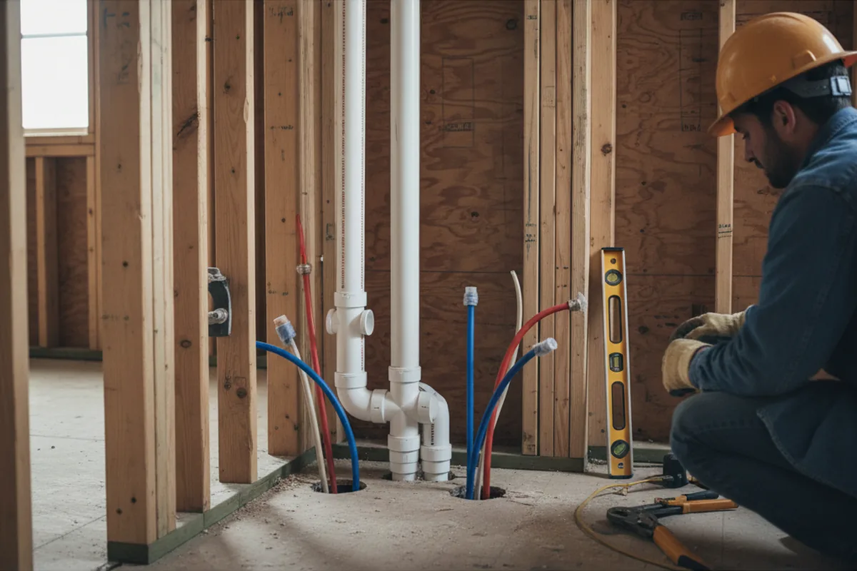 Drain and supply rough-in during Drain Cleaning in Russellton